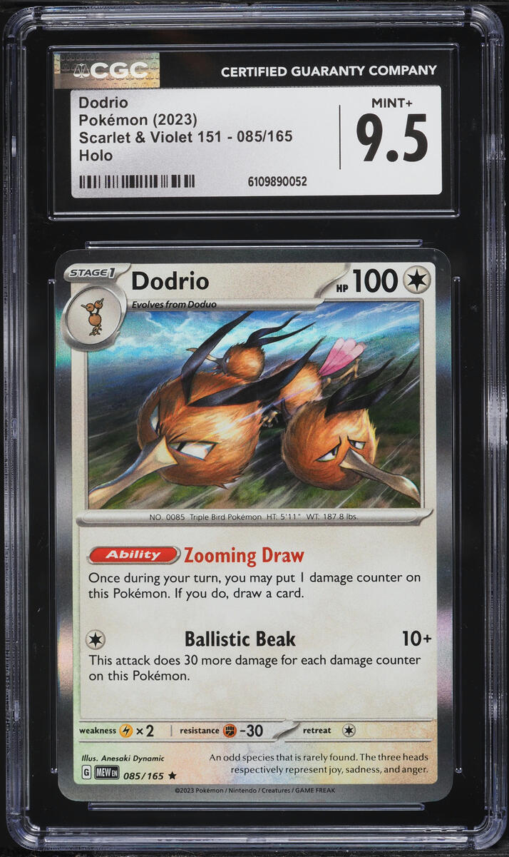 2023 Pokemon Scarlet & Violet 151 Holo Dodrio #085 CGC 9.5 MINT+