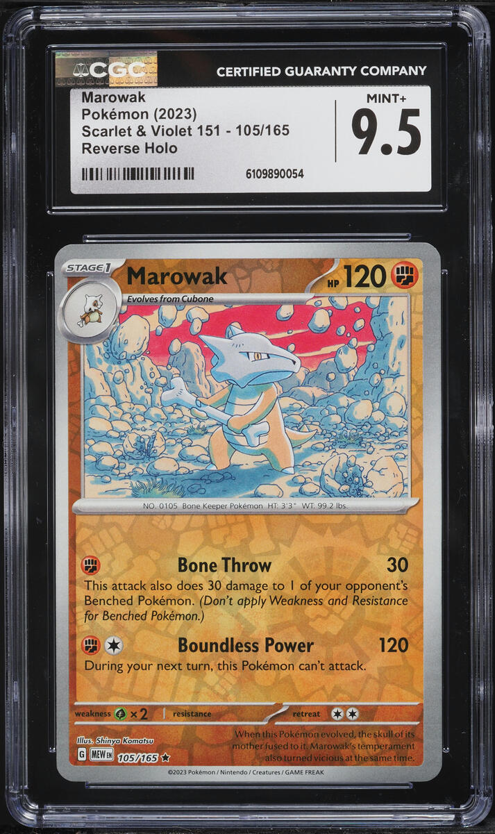 2023 Pokemon Scarlet & Violet 151 Reverse Holo Marowak #105 CGC 9.5 MINT+