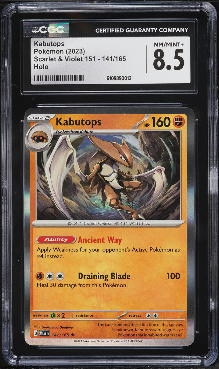 2023 Pokemon Scarlet & Violet 151 Holo Kabutops #141 CGC 8.5 NM-MT+
