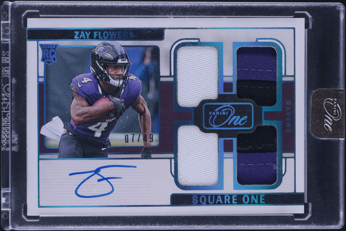 2023 Panini One Square One Zay Flowers ROOKIE PATCH AUTO /49