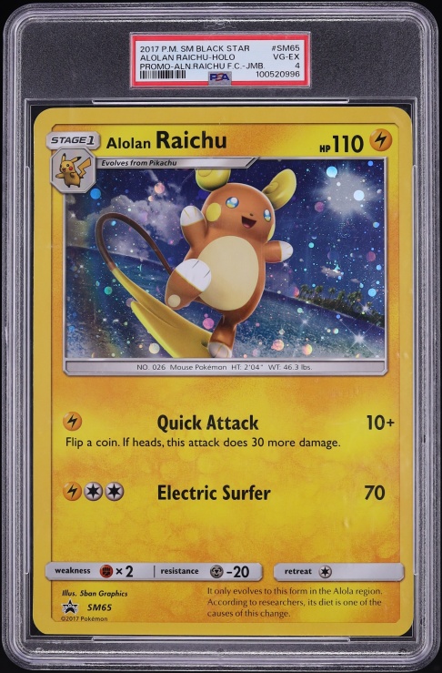 2017 Pokemon Sun & Moon Promo Jumbo Holo Alolan Raichu #SM65 PSA 4 VGEX