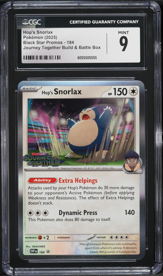 2025 Pokemon SV Promo Journey Together Prerelease Hop's Snorlax #184 CGC 9 MINT