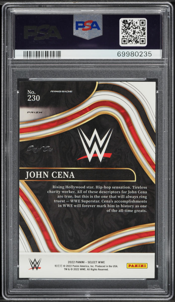 2022 Select WWE Ringside Black Prizm John Cena 1/1 #230 PSA 9 MINT