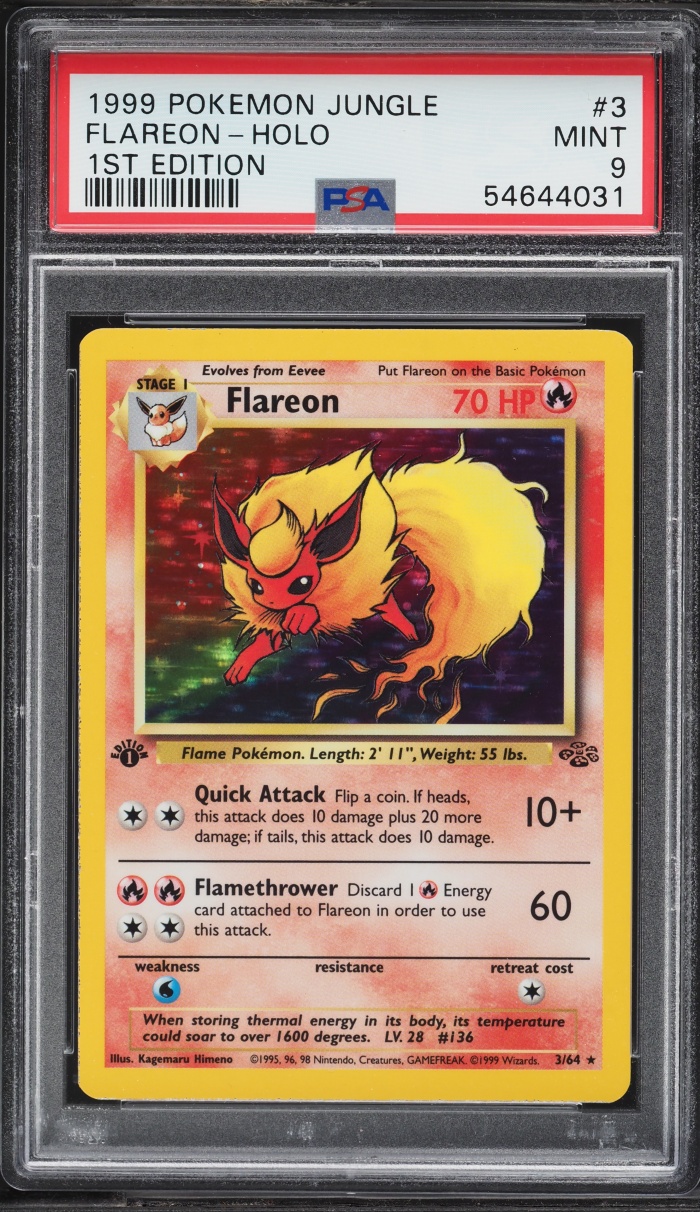 1999 Pokemon Jungle 1st Edition Holo Flareon #3 PSA 9 MINT