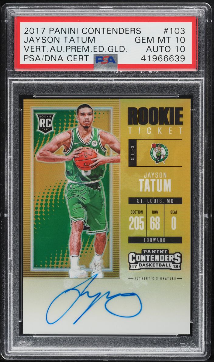 2017 Panini Contenders Premium Gold Jayson Tatum RC AUTO DNA 10 10/10 PSA 10 GEM