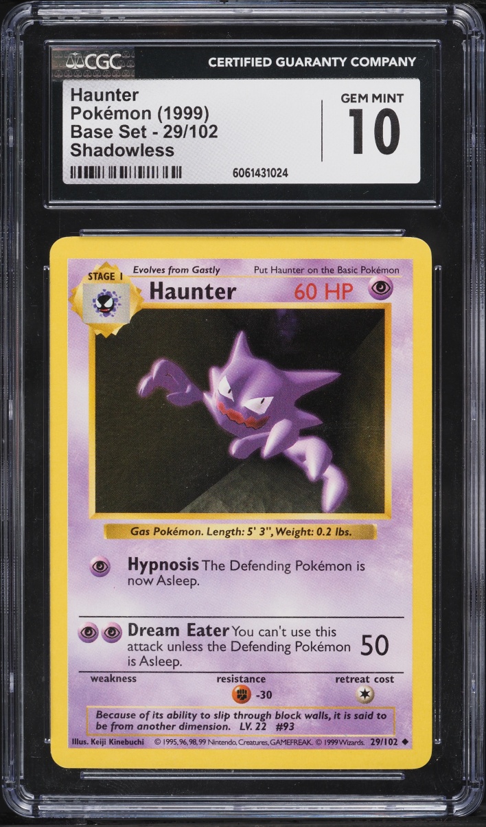 1999 Pokemon Base Set Shadowless Haunter #29 CGC 10 GEM MINT