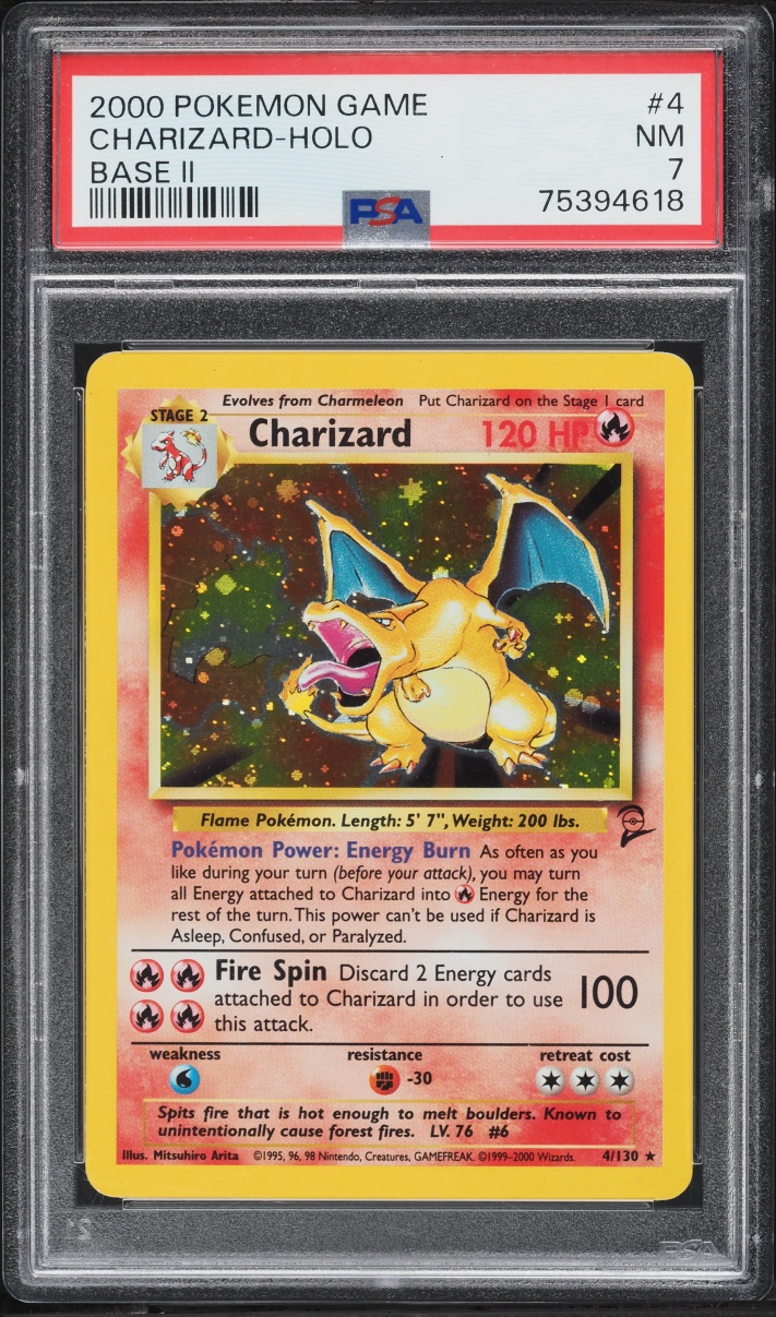2000 Pokemon Base Set 2 Holo Charizard #4 PSA 7 NRMT