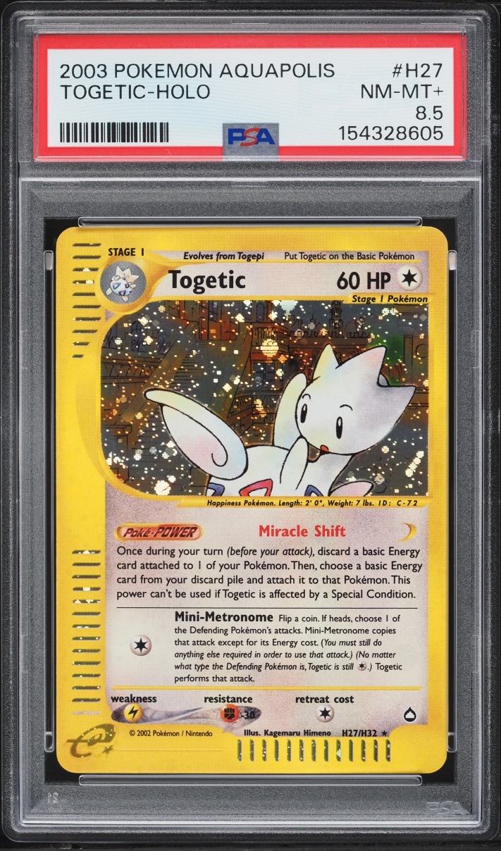 2003 Pokemon Aquapolis Holo Togetic #H27 PSA 8.5 NM-MT+