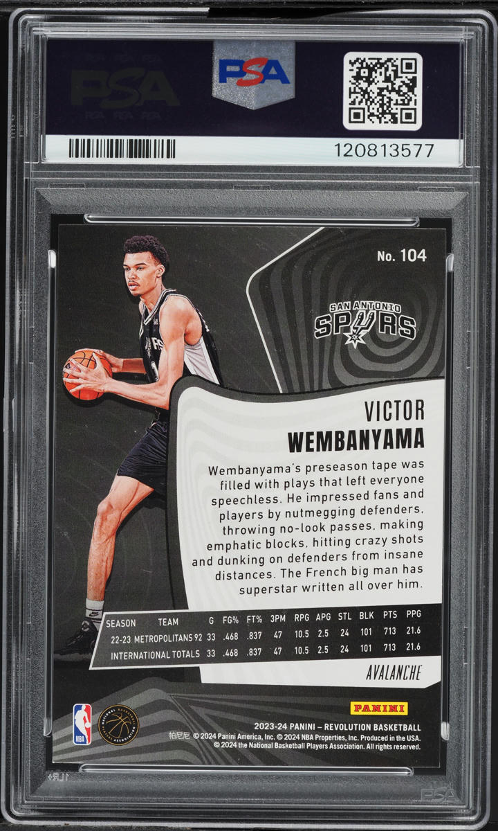 2023 Panini Revolution Avalanche Victor Wembanyama ROOKIE #104 PSA 9 MINT