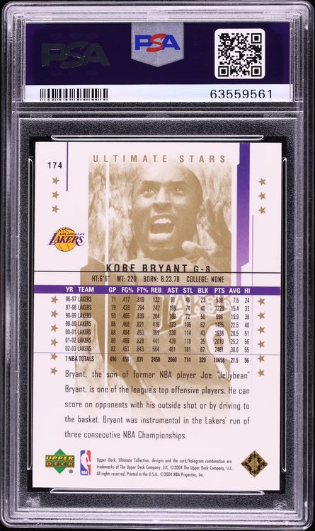 2003 Ultimate Collection Limited Black Kobe Bryant 1/1 #174 PSA 9 MINT