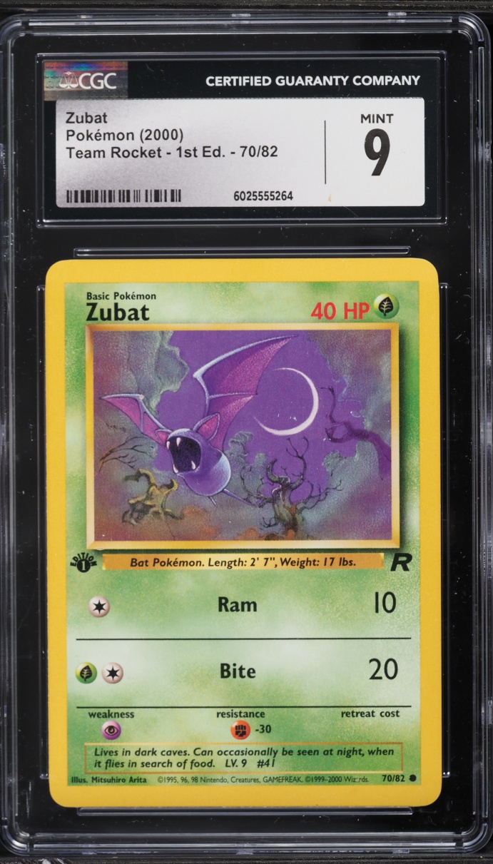 2000 Pokemon Team Rocket 1st Edition Zubat #70 CGC 9 MINT
