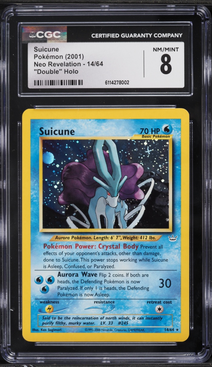 2001 Pokemon Neo Revelation Double Holo Suicune #14 CGC 8 NM-MT