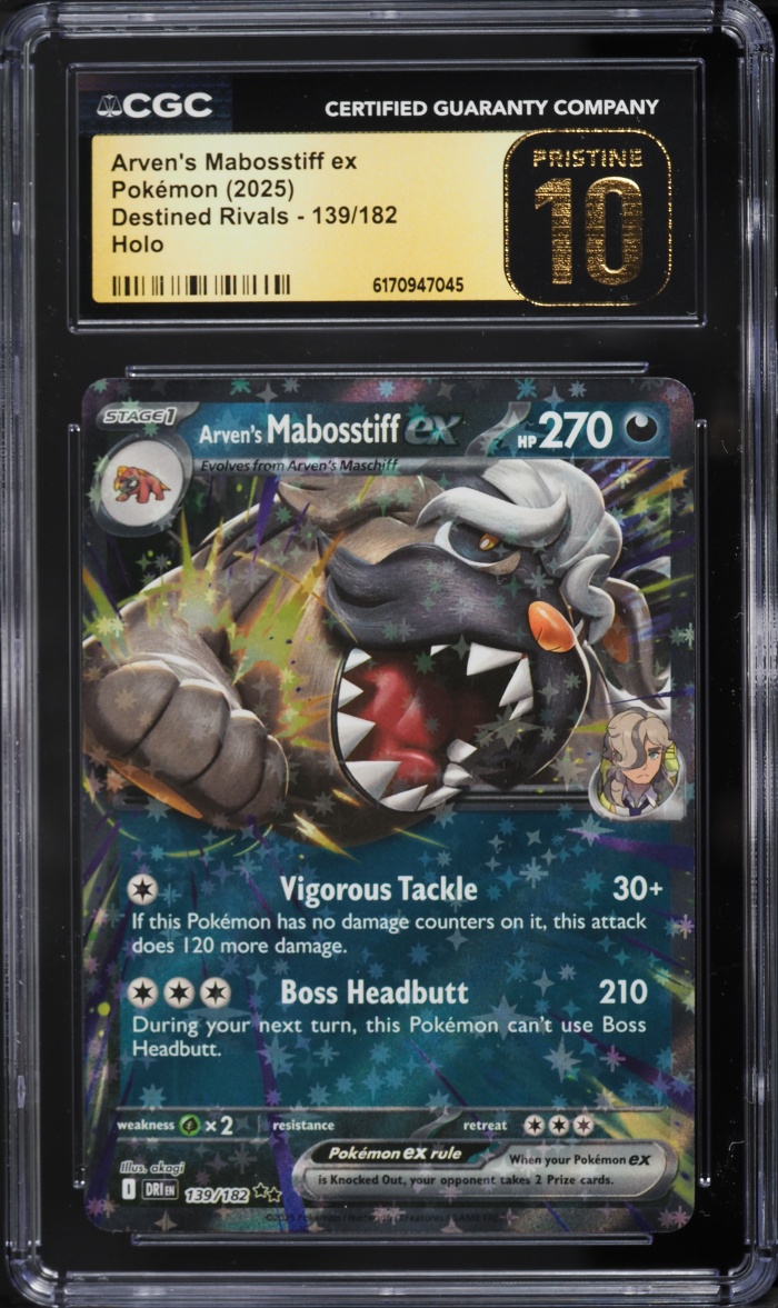 2025 Pokemon Scarlet & Violet Destined Rivals Holo Arven's Mabosstiff Ex #139 CGC 10 PRISTINE