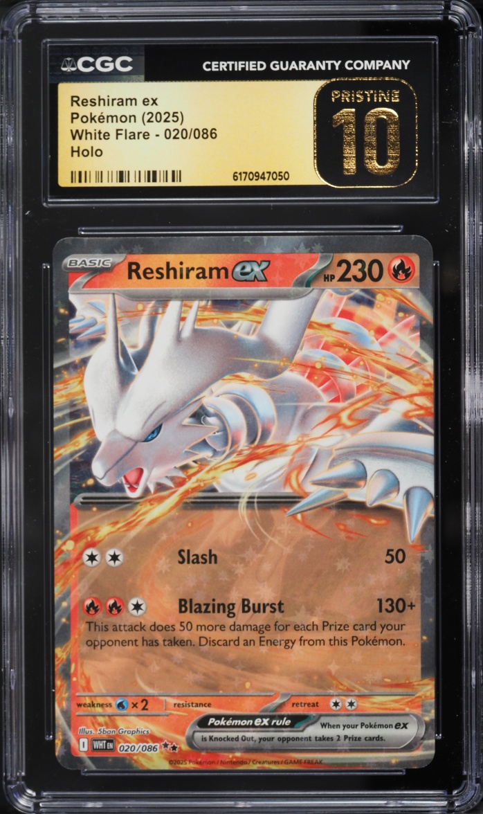 2025 Pokemon Scarlet & Violet White Flare Holo Reshiram Ex #20 CGC 10 PRISTINE