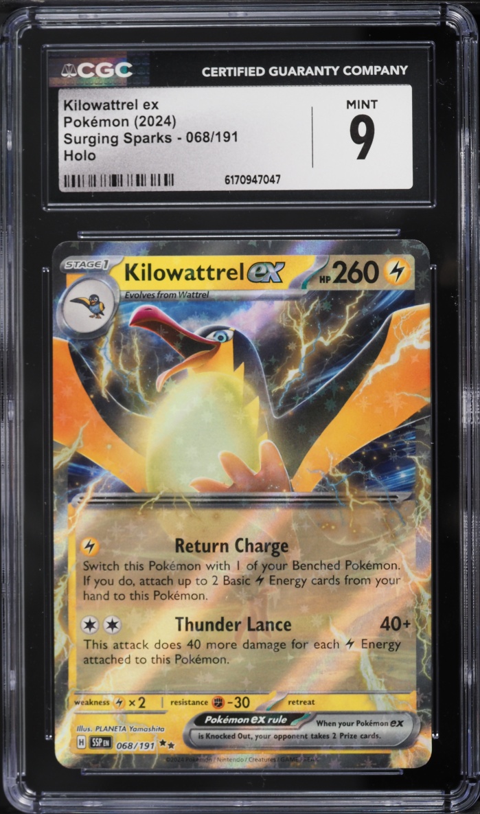 2024 Pokemon Scarlet & Violet Surging Sparks Holo Kilowattrel EX #68 CGC 9 MINT