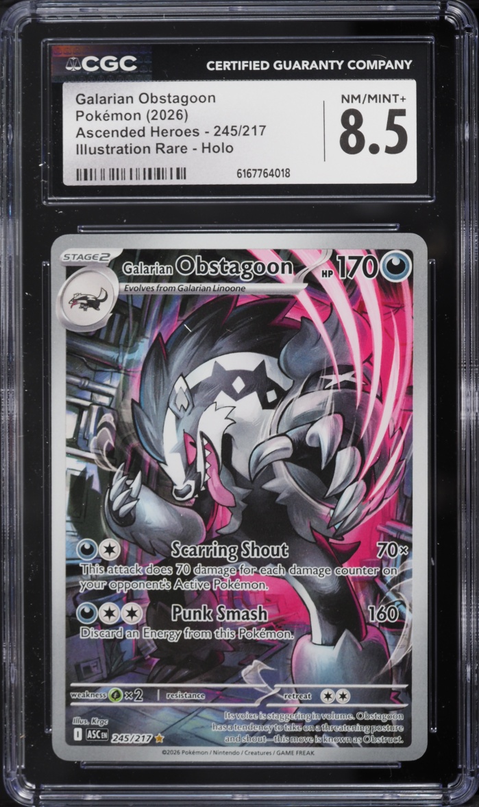 2026 Pokemon Mega Evolution Ascended Heroes IR Galarian Obstagoon #245 CGC 8.5 NM-MT+