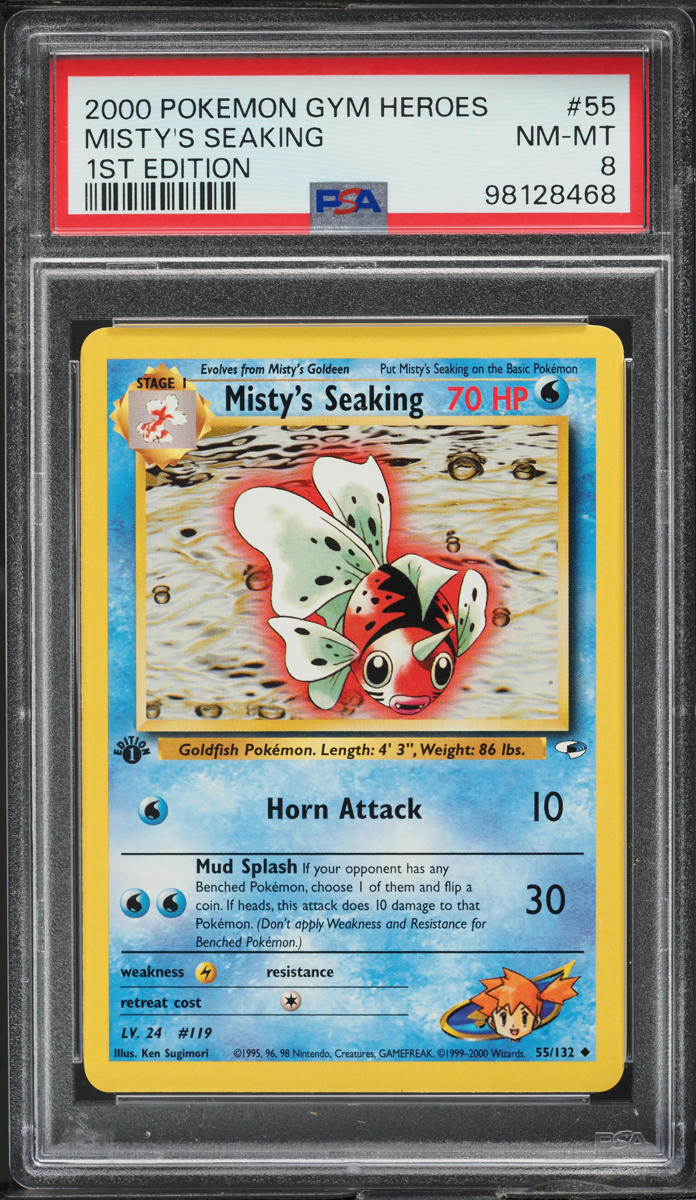 2000 Pokemon Gym Heroes 1st Edition Misty's Seaking #55 PSA 8 NM-MT