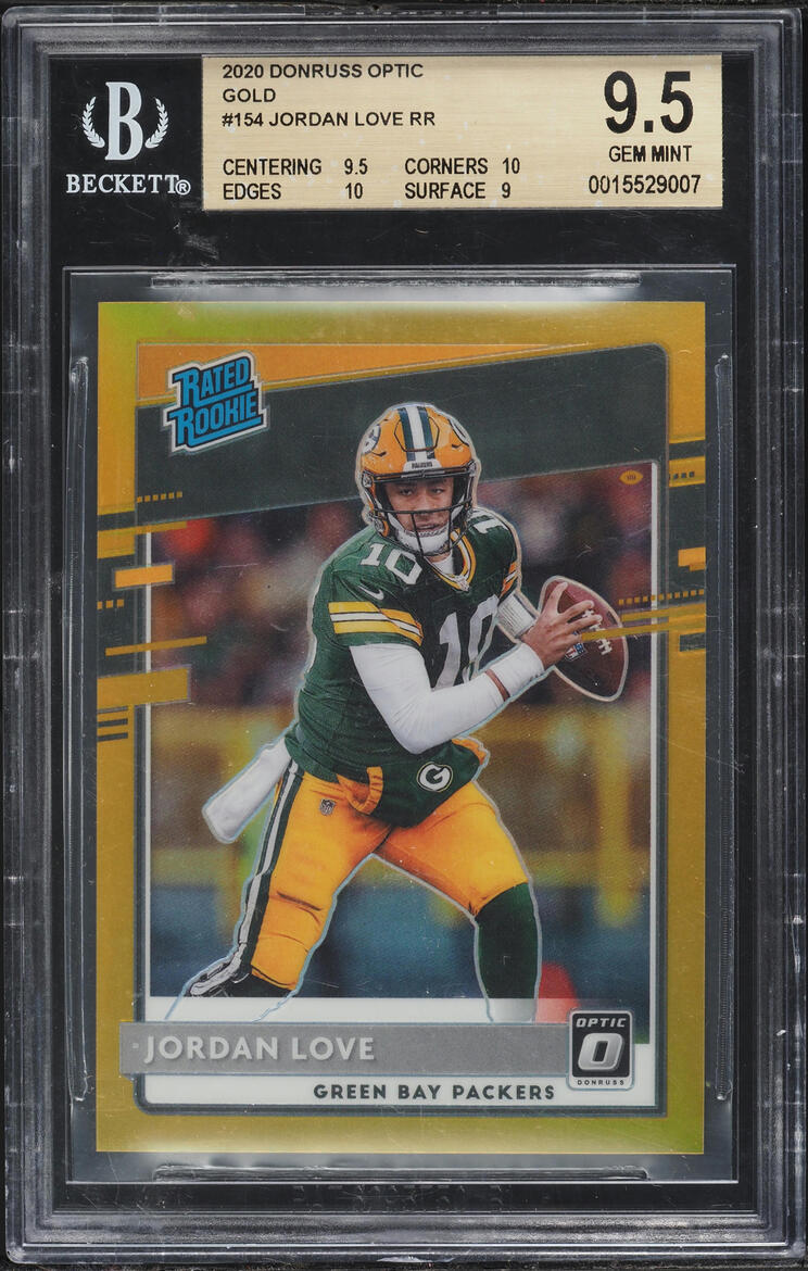 2020 Donruss Optic Gold Jordan Love ROOKIE /10 #154 BGS 9.5 GEM MINT