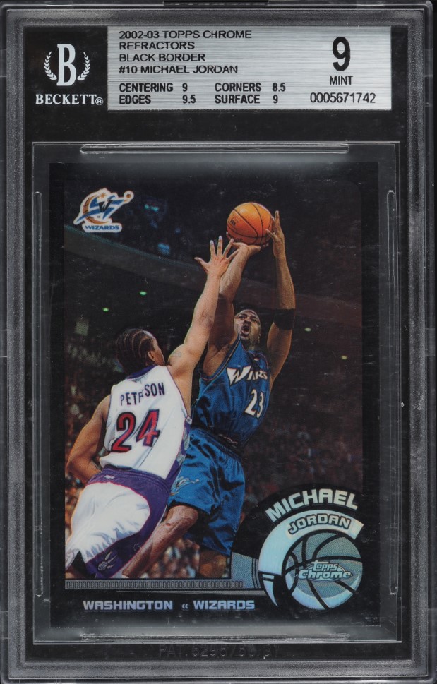 2002 Topps Chrome Black Refractor Michael Jordan /99 #10 BGS 9 MINT