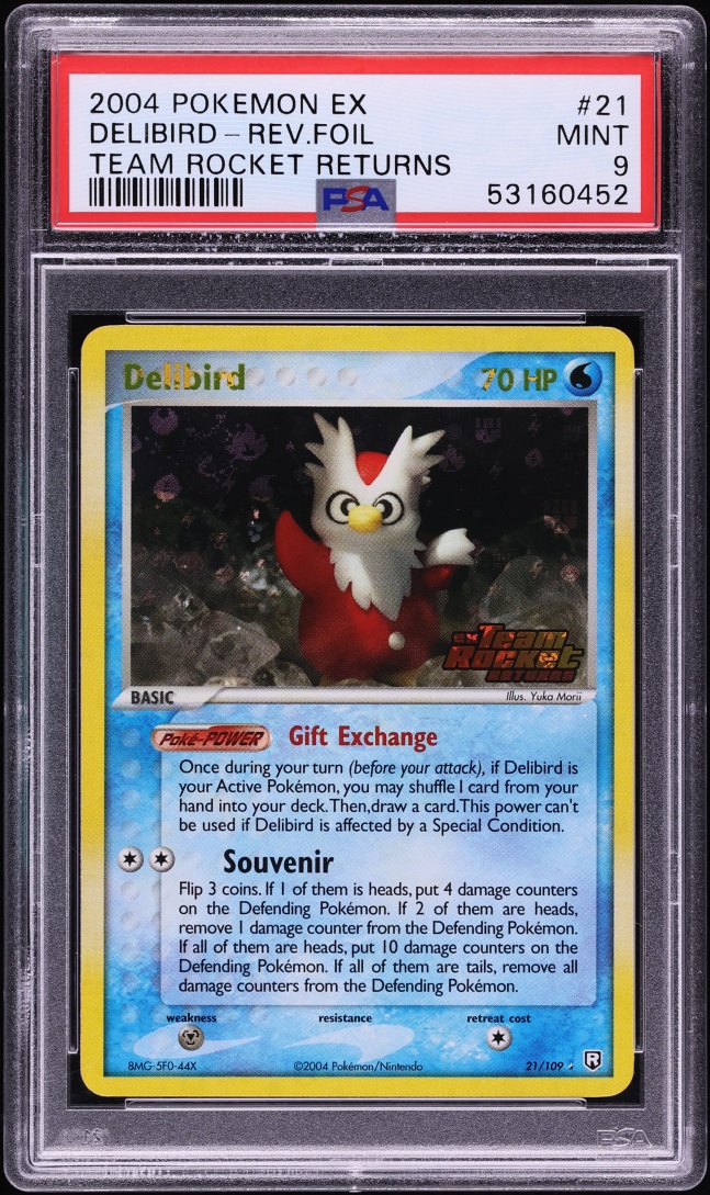 2004 Pokemon EX Team Rocket Returns Reverse Holo Delibird #21 PSA 9 MINT