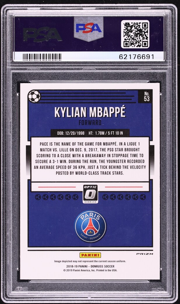 2018 Donruss Optic Soccer Kylian Mbappe ROOKIE #53 PSA 10 GEM MINT
