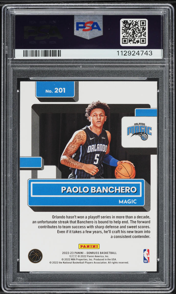 2022 Donruss Choice Paolo Banchero ROOKIE #201 PSA 10 GEM MINT