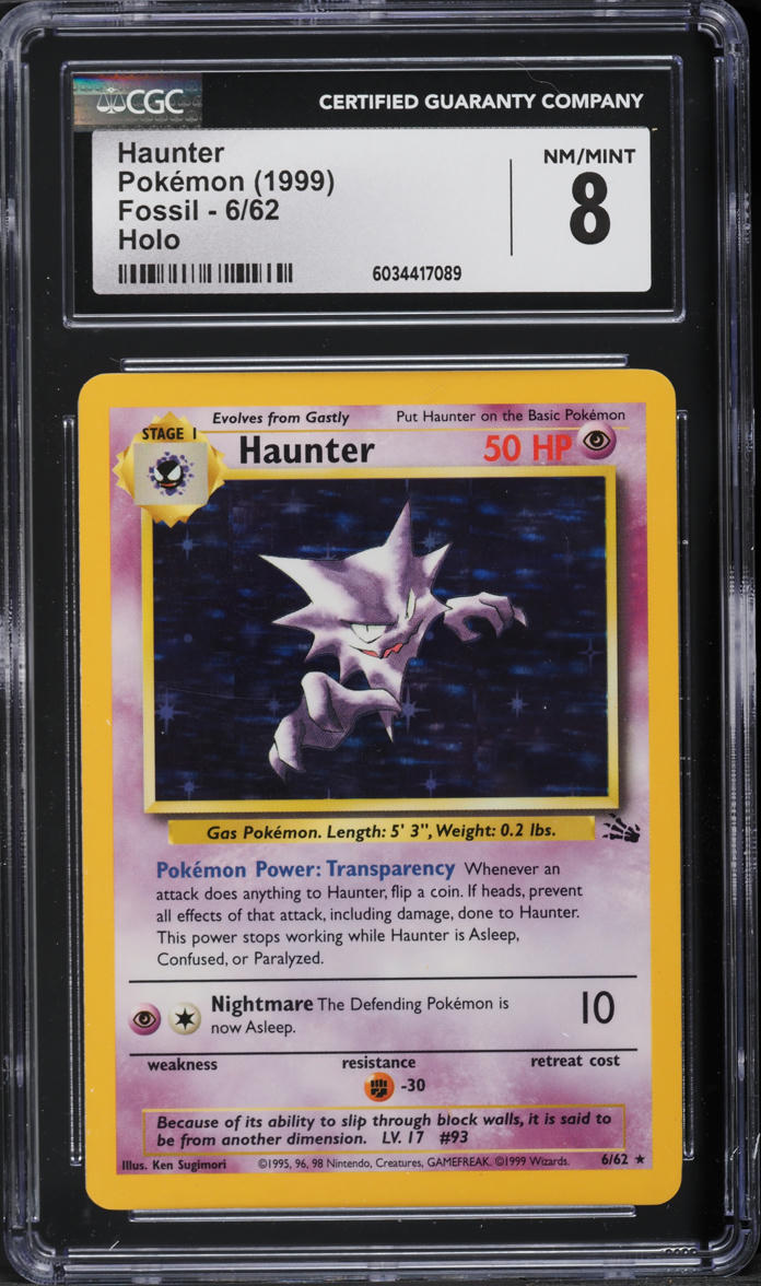 1999 Pokemon Fossil Holo Haunter #6 CGC 8 NM-MT