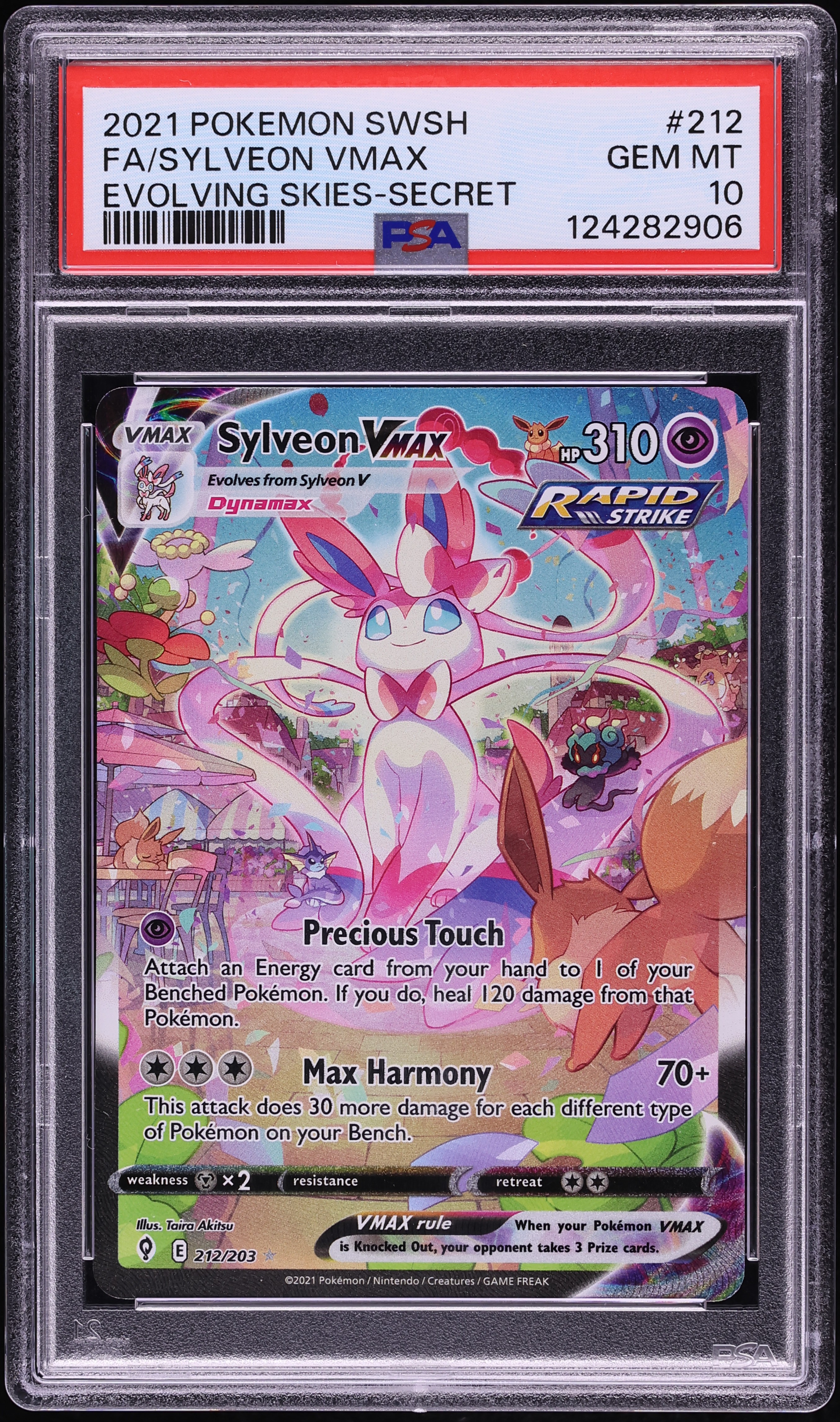 2021 Pokemon Sword & Shield Evolving Skies SEC Sylveon VMAX #212 PSA 10 GEM MINT