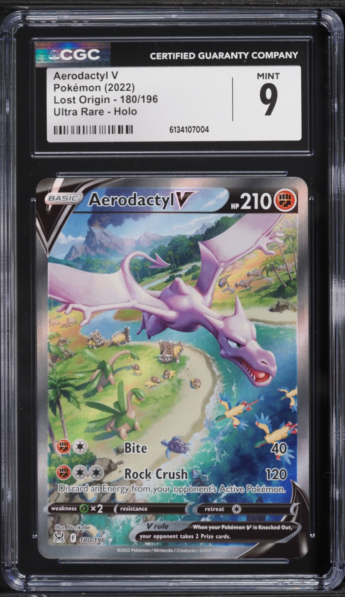 2022 Pokemon Sword & Shield Lost Origin Alt Art Aerodactyl V #180 CGC 9 MINT