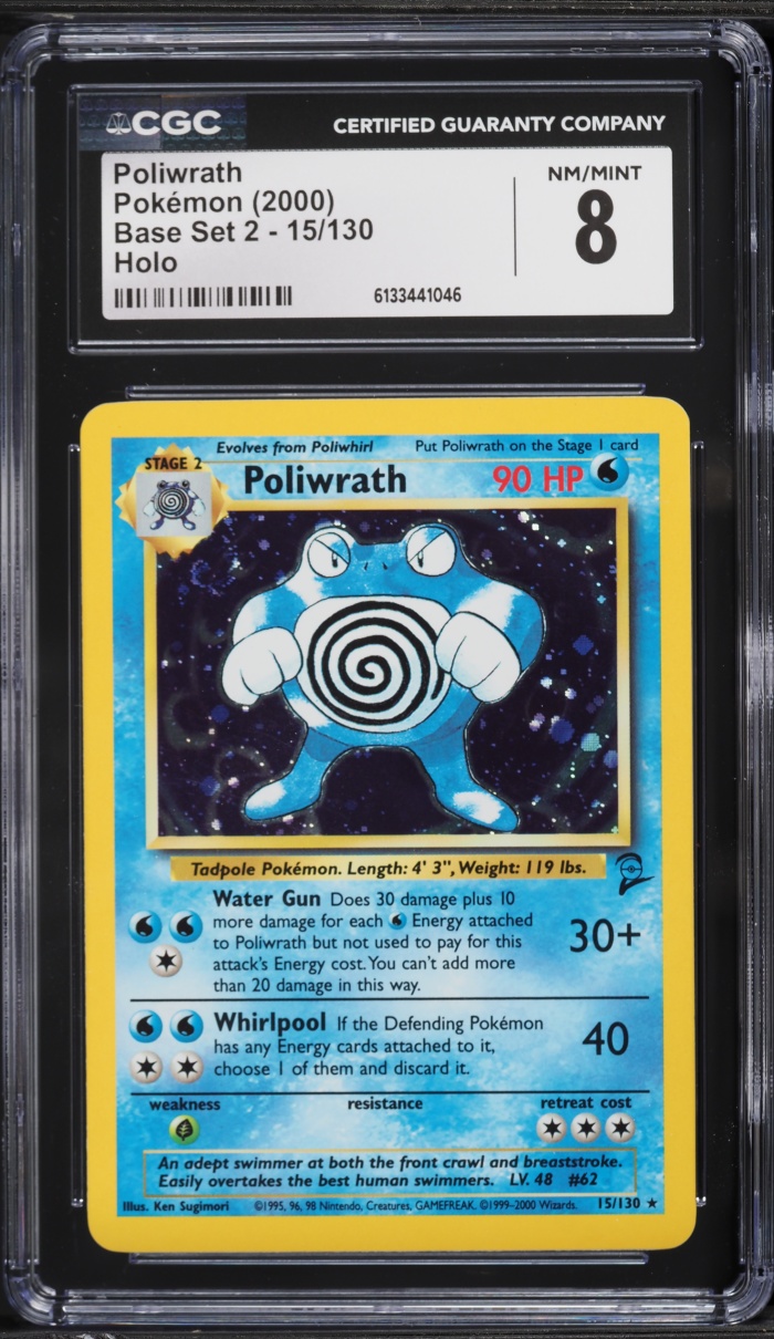 2000 Pokemon Base Set 2 Holo Poliwrath #15 CGC 8 NM-MT