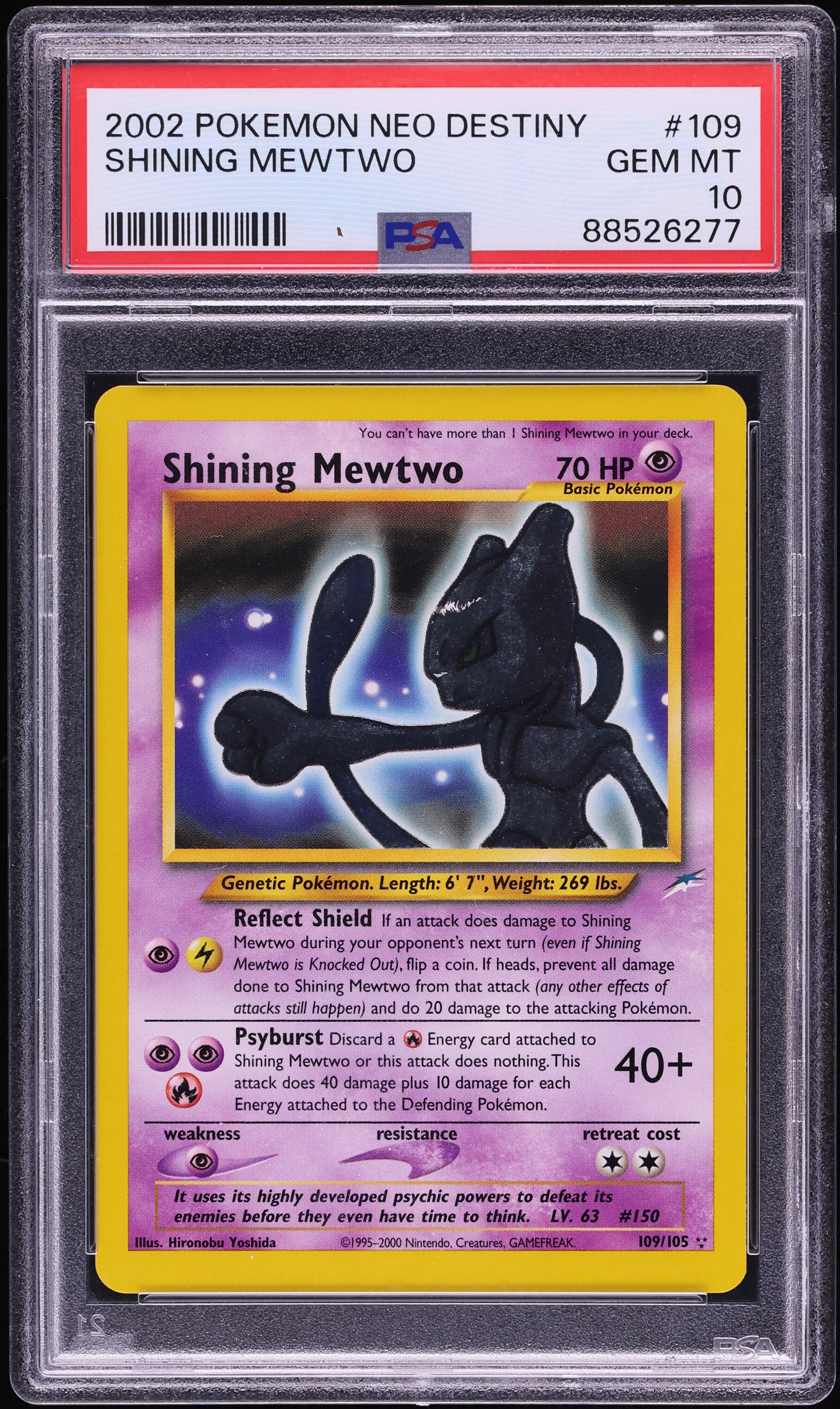 2002 Pokemon Neo Destiny Shining Mewtwo #109 PSA 10 GEM MINT