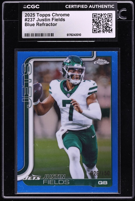 2025 Topps Chrome Blue Refractor Justin Fields /150 #237 CGC AUTH