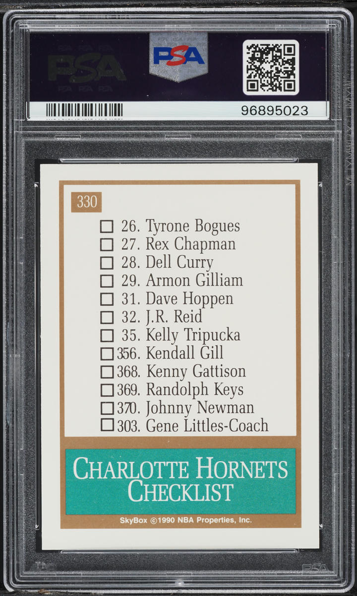 1990 Skybox Team Checklist Charlotte Hornets #330 PSA 9 MINT