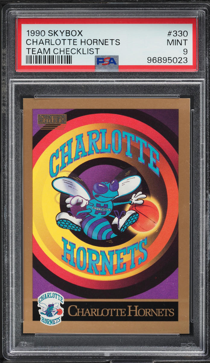 1990 Skybox Team Checklist Charlotte Hornets #330 PSA 9 MINT