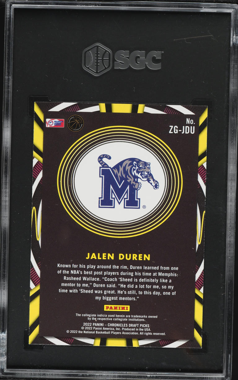2022 Panini Chronicles Draft Picks Gamma Rays Jalen Duren ROOKIE #ZG-JDU SGC 10 GEM MINT