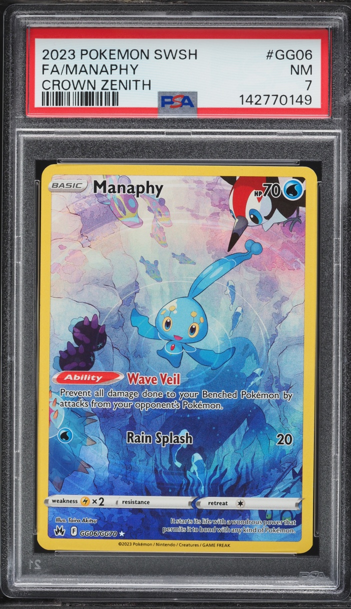 2023 Pokemon Sword & Shield Crown Zenith Alt Art Manaphy #GG06 PSA 7 NRMT