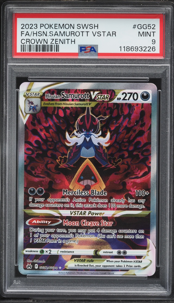 2023 Pokemon Sword & Shield Crown Zenith Alt Art Hisuian Samurott VSTAR #GG52 PSA 9 MINT