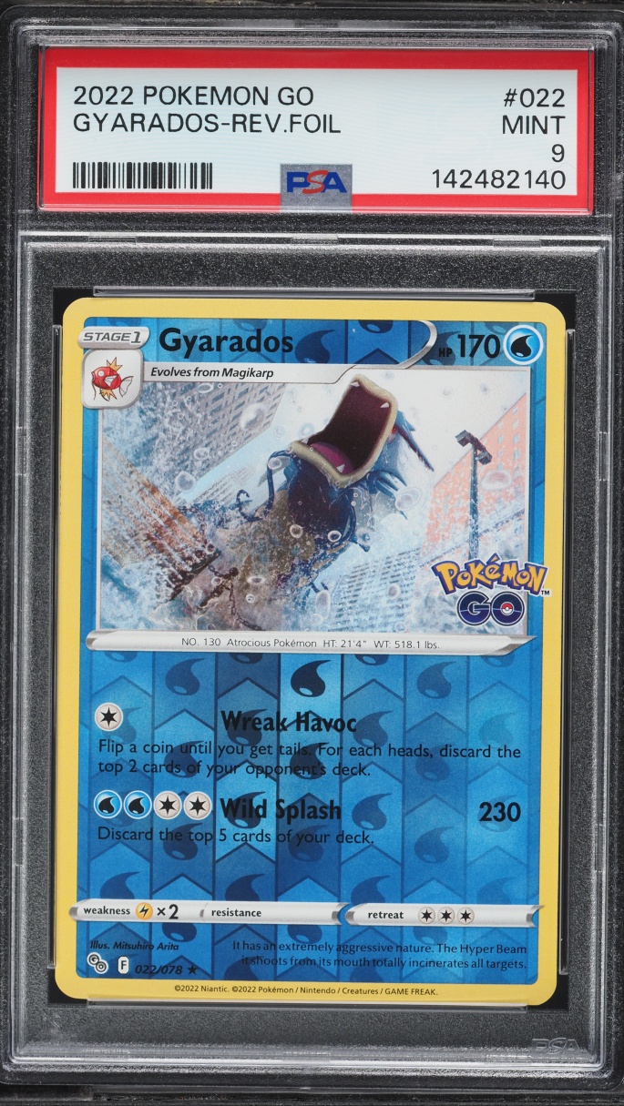 2022 Pokemon Sword & Shield Pokemon GO Reverse Holo Gyarados #22 PSA 9 MINT