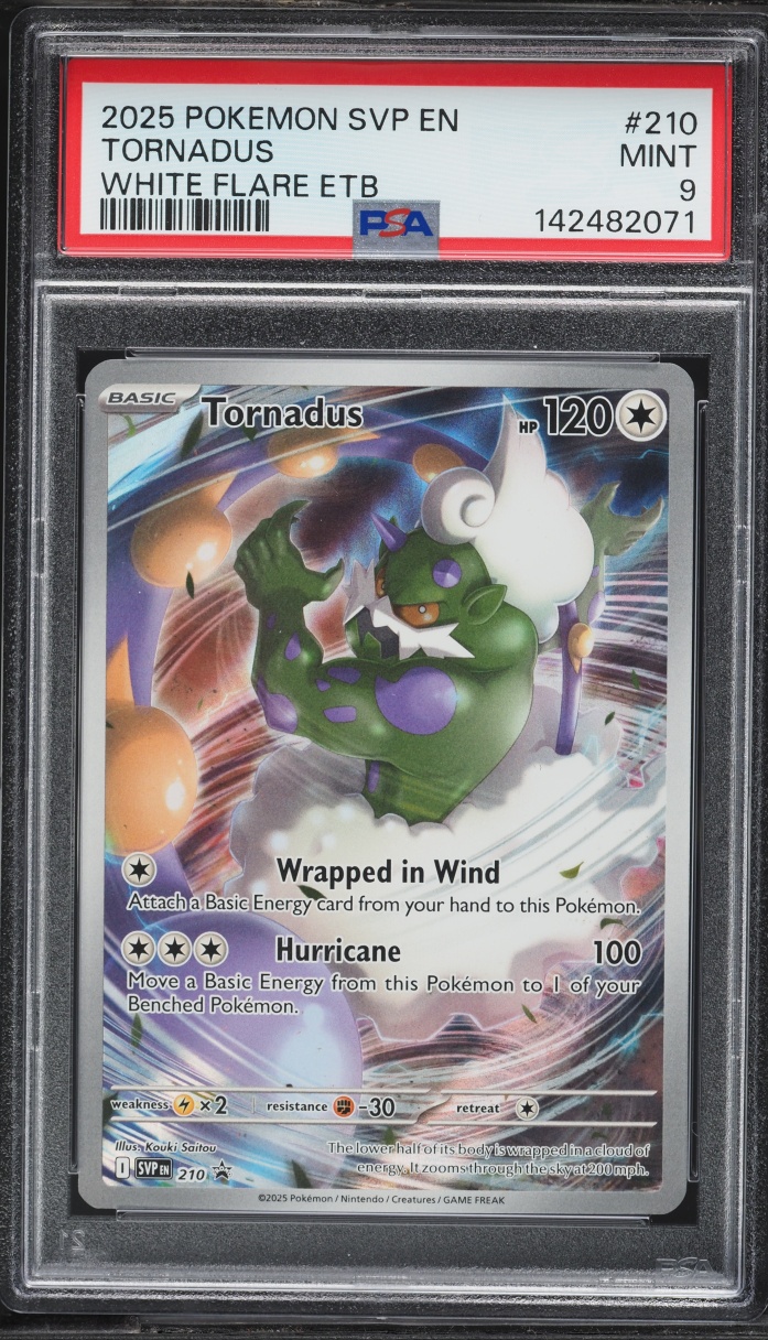 2025 Pokemon Scarlet & Violet Promo White Flare ETB Full Art Tornadus #210 PSA 9 MINT