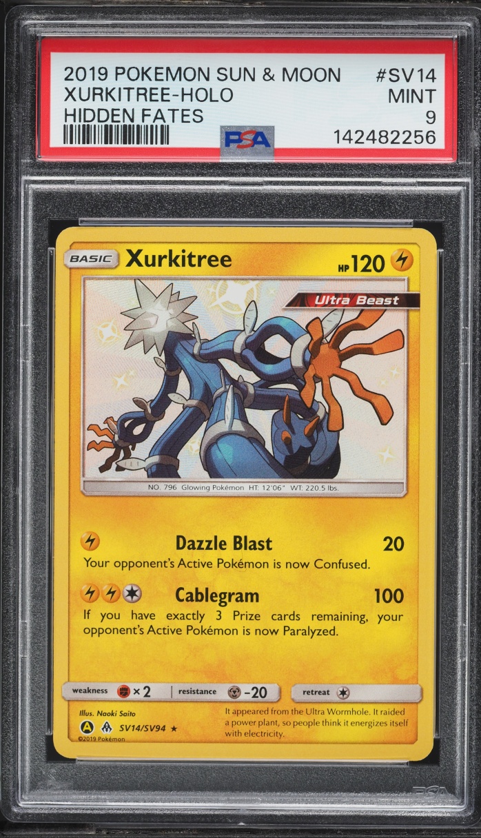 2019 Pokemon Sun & Moon Hidden Fates Shiny Xurkitree #SV14 PSA 9 MINT