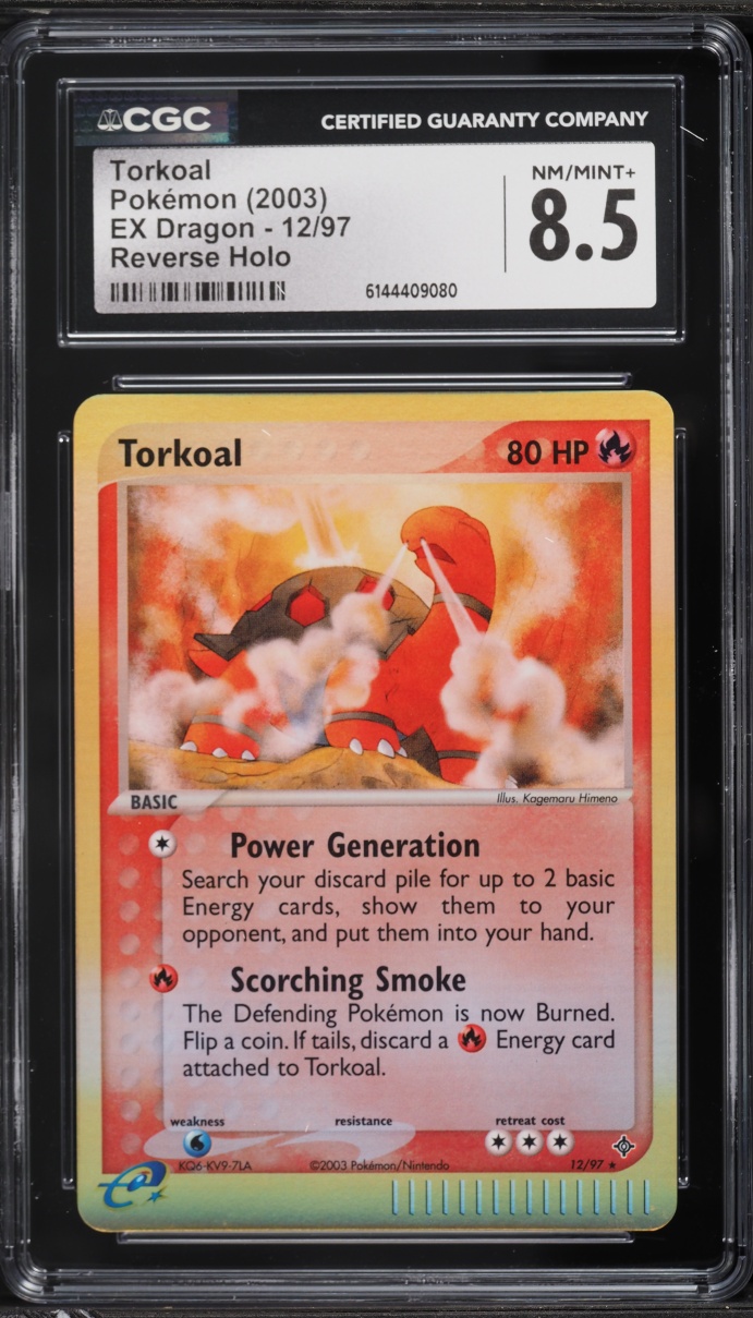 2003 Pokemon EX Dragon Reverse Holo Torkoal #12 CGC 8.5 NM-MT+