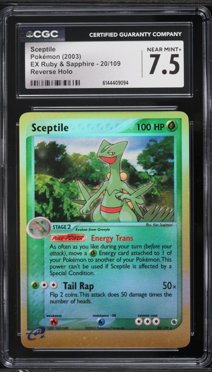 2003 Pokemon EX Ruby & Sapphire Reverse Holo Sceptile #20 CGC 7.5 NRMT+