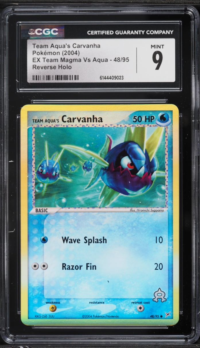 2004 Pokemon EX Team Magma Vs Aqua Reverse Holo Team Aqua's Carvanha #48 CGC 9 MINT