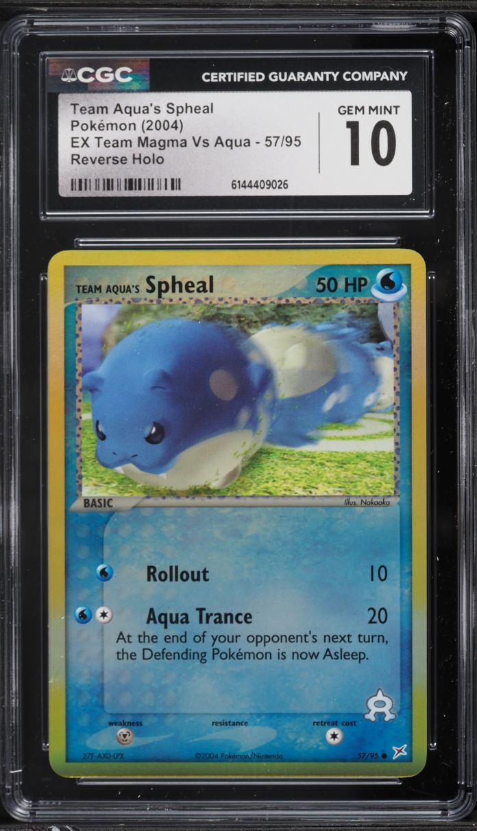 2004 Pokemon EX Team Magma Vs Aqua Reverse Holo Team Aqua's Spheal #57 CGC 10 GEM MINT