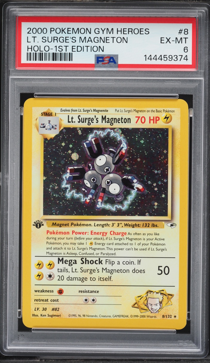 2000 Pokemon Gym Heroes 1st Edition Holo Lt. Surge's Magneton #8 PSA 6 EXMT