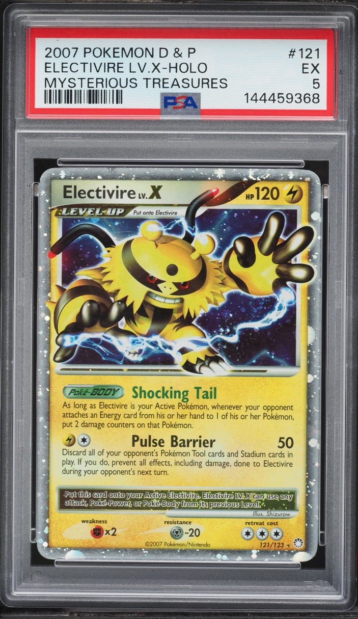 2007 Pokemon Diamond & Pearl Mysterious Treasures Holo Electivire Lv.X #121 PSA 5 EX