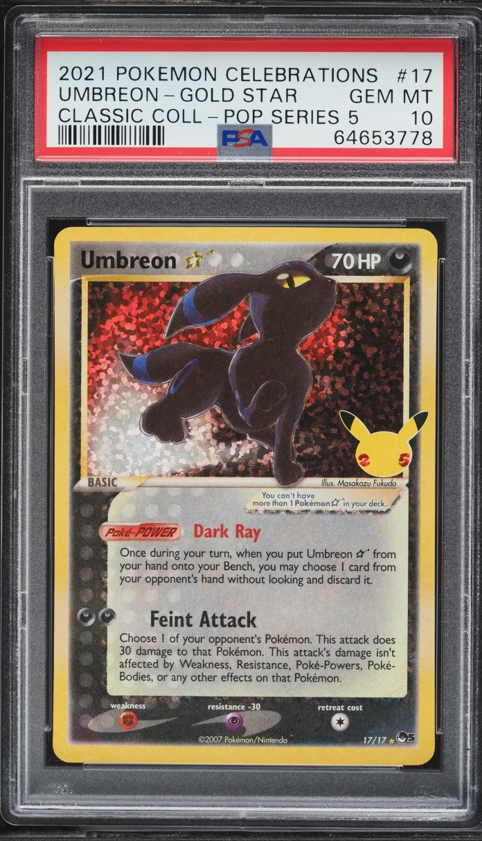 2021 Pokemon Sword & Shield Celebrations POP Series 5 Holo Umbreon Gold Star #17 PSA 10 GEM