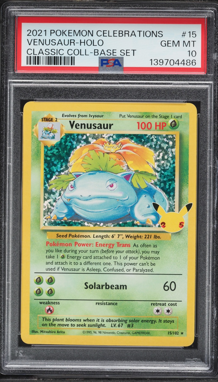 2021 Pokemon Sword & Shield Celebrations Classic Collection Holo Venusaur #15 PSA 10 GEM MINT
