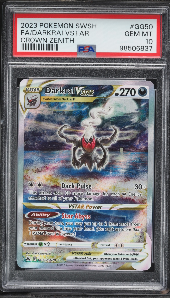 2023 Pokemon Sword & Shield Crown Zenith Alt Art Darkrai VSTAR #GG50 PSA 10 GEM MINT