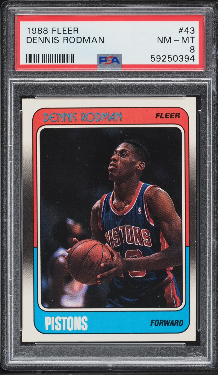 1988 Fleer Basketball Dennis Rodman #43 PSA 8 NM-MT